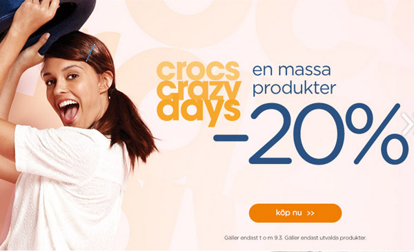 crocs-crazy-days 20% rabatt på skor hos Crocs crazy days. Även 10% rabatt med rabattkod